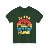 Aloha Hawaii Palm Beach T-Shirt - Forest Green