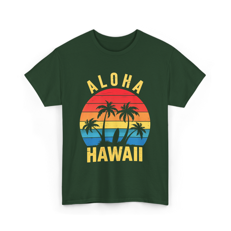 Aloha Hawaii Palm Beach T-Shirt - Forest Green