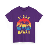 Aloha Hawaii Palm Beach T-Shirt - Purple