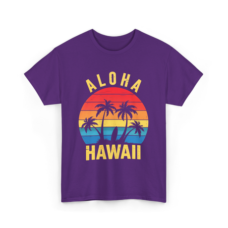 Aloha Hawaii Palm Beach T-Shirt - Purple