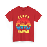 Aloha Hawaii Palm Beach T-Shirt - Red