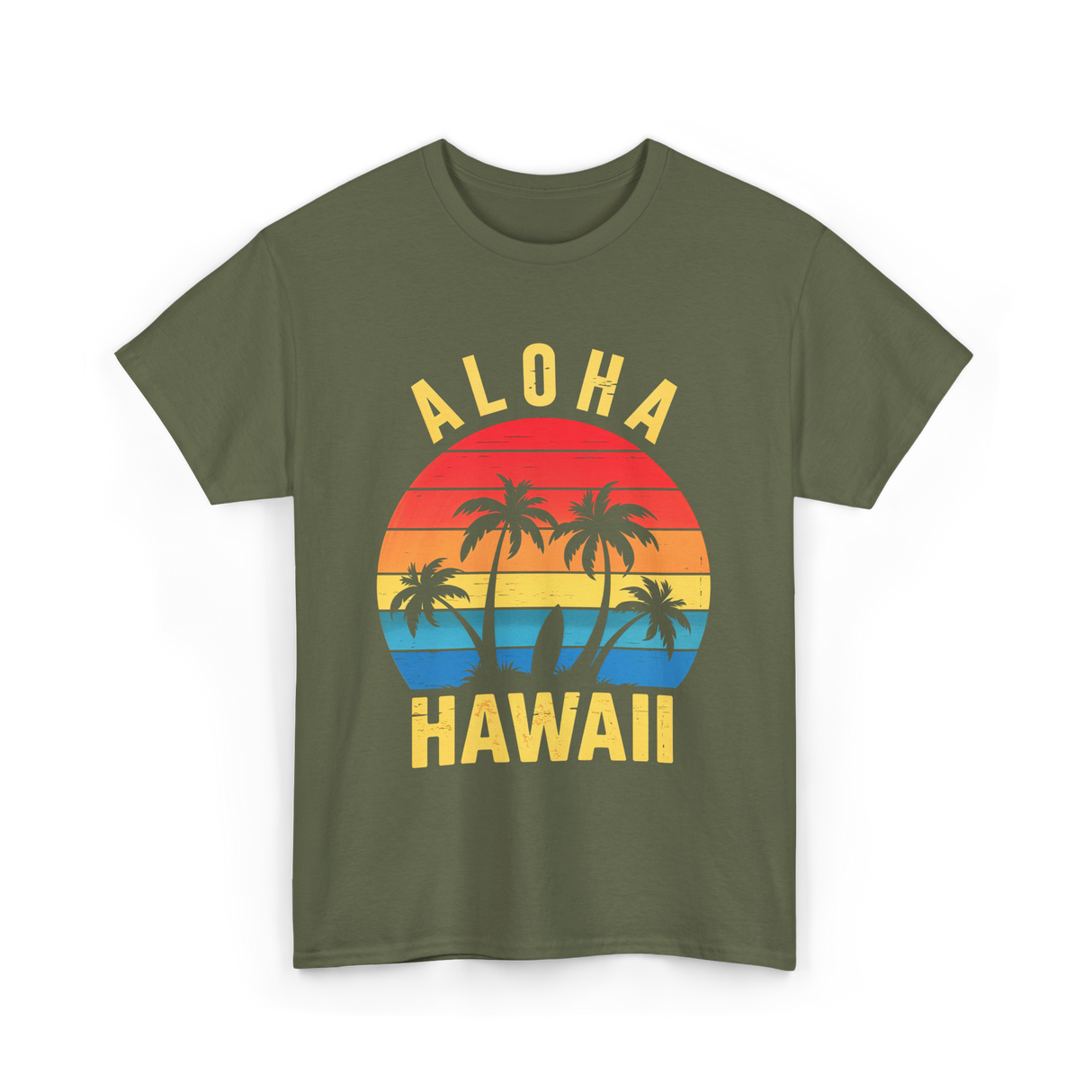 Aloha Hawaii Palm Beach T-Shirt - Military Green