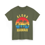 Aloha Hawaii Palm Beach T-Shirt - Military Green