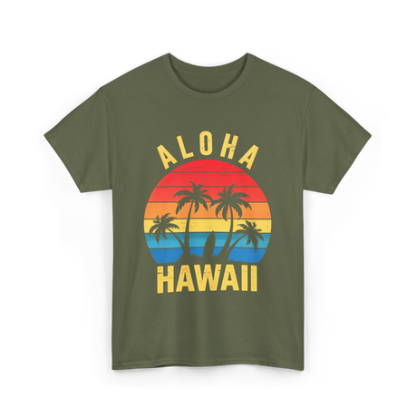 Aloha Hawaii Palm Beach T-Shirt - Military Green