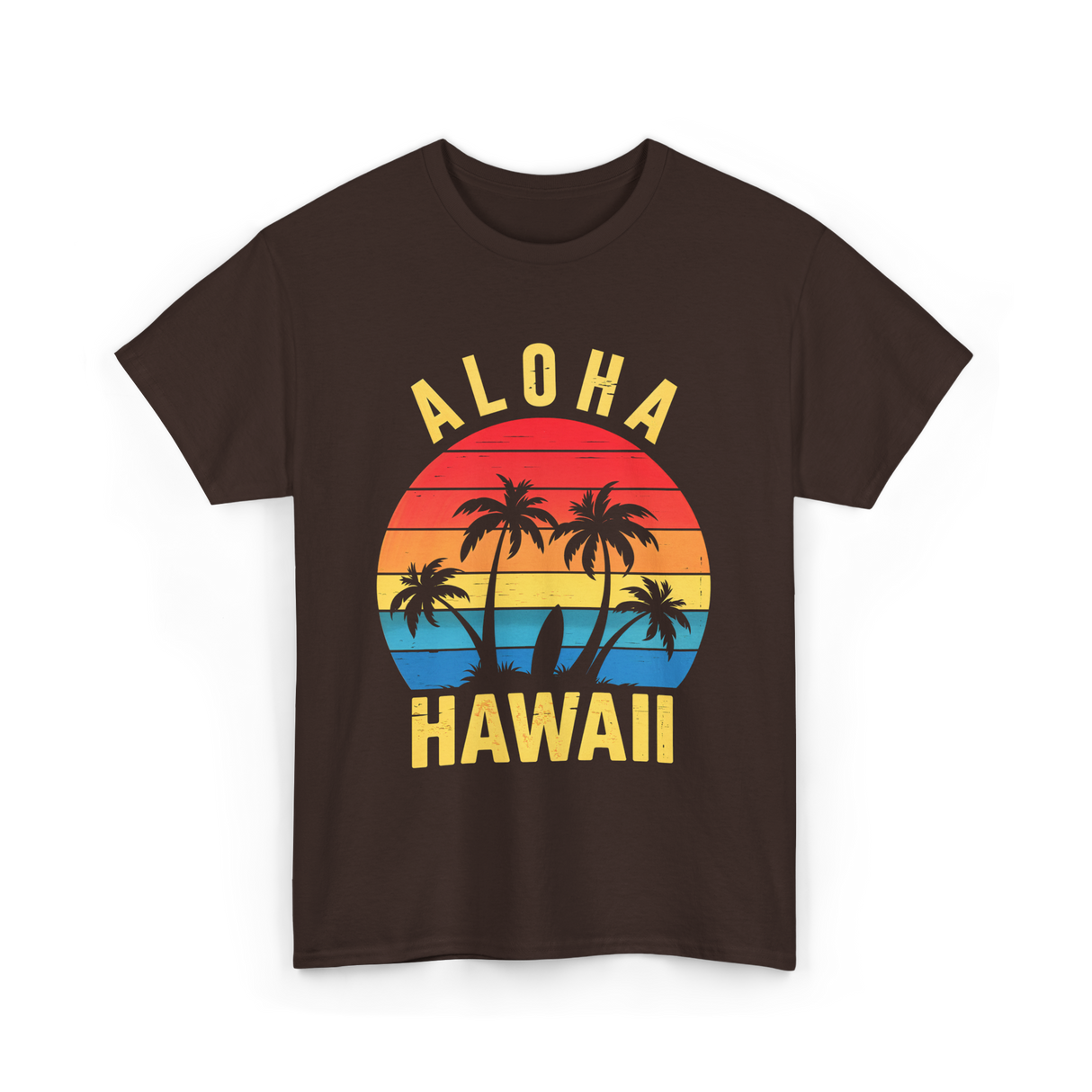 Aloha Hawaii Palm Beach T-Shirt - Dark Chocolate