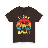 Aloha Hawaii Palm Beach T-Shirt - Dark Chocolate