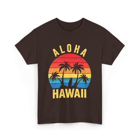 Aloha Hawaii Palm Beach T-Shirt - Dark Chocolate