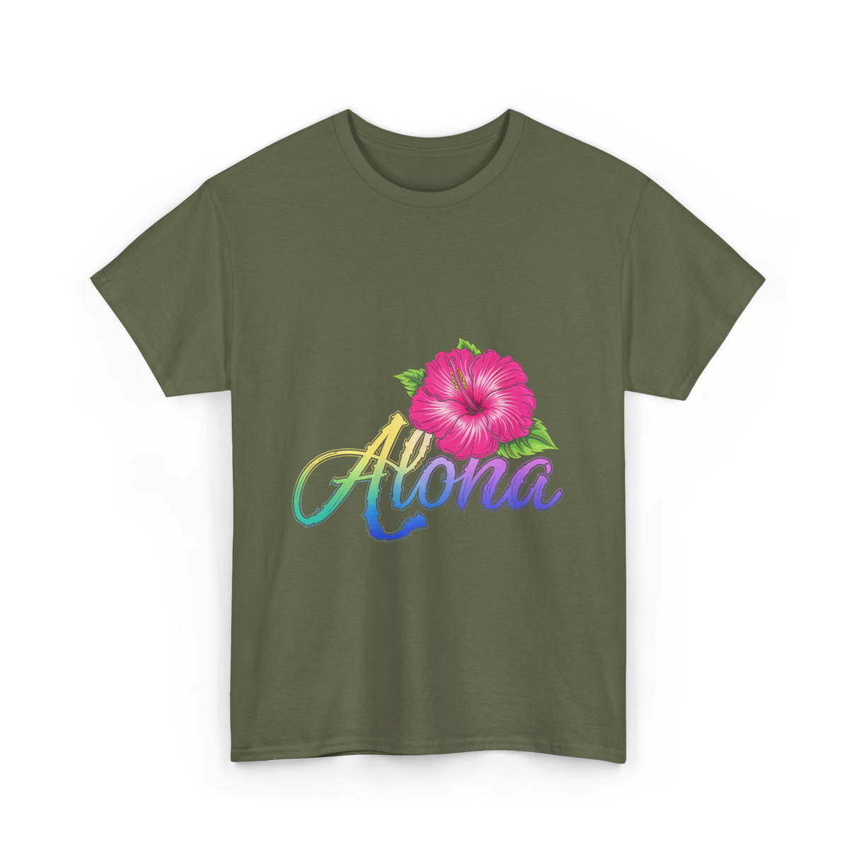 Aloha Hibiscus Spirit Aloha T-Shirt - Military Green