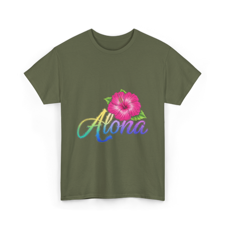 Aloha Hibiscus Spirit Aloha T-Shirt - Military Green