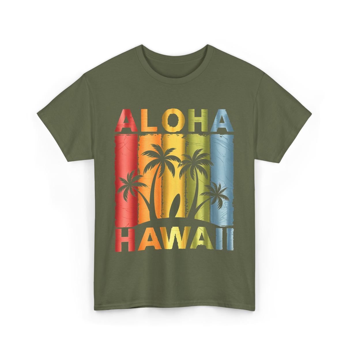 Aloha Palm Island T-Shirt - Military Green