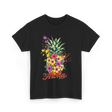 Aloha Pineapple Floral Hawaiian T-Shirt - Black