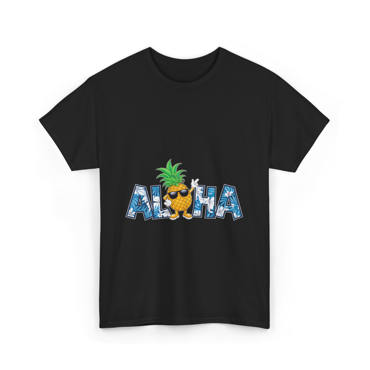 Aloha Pineapple Hawaiian Style T-Shirt - Black