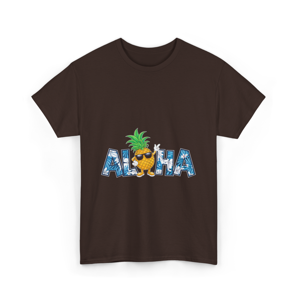 Aloha Pineapple Hawaiian Style T-Shirt - Dark Chocolate