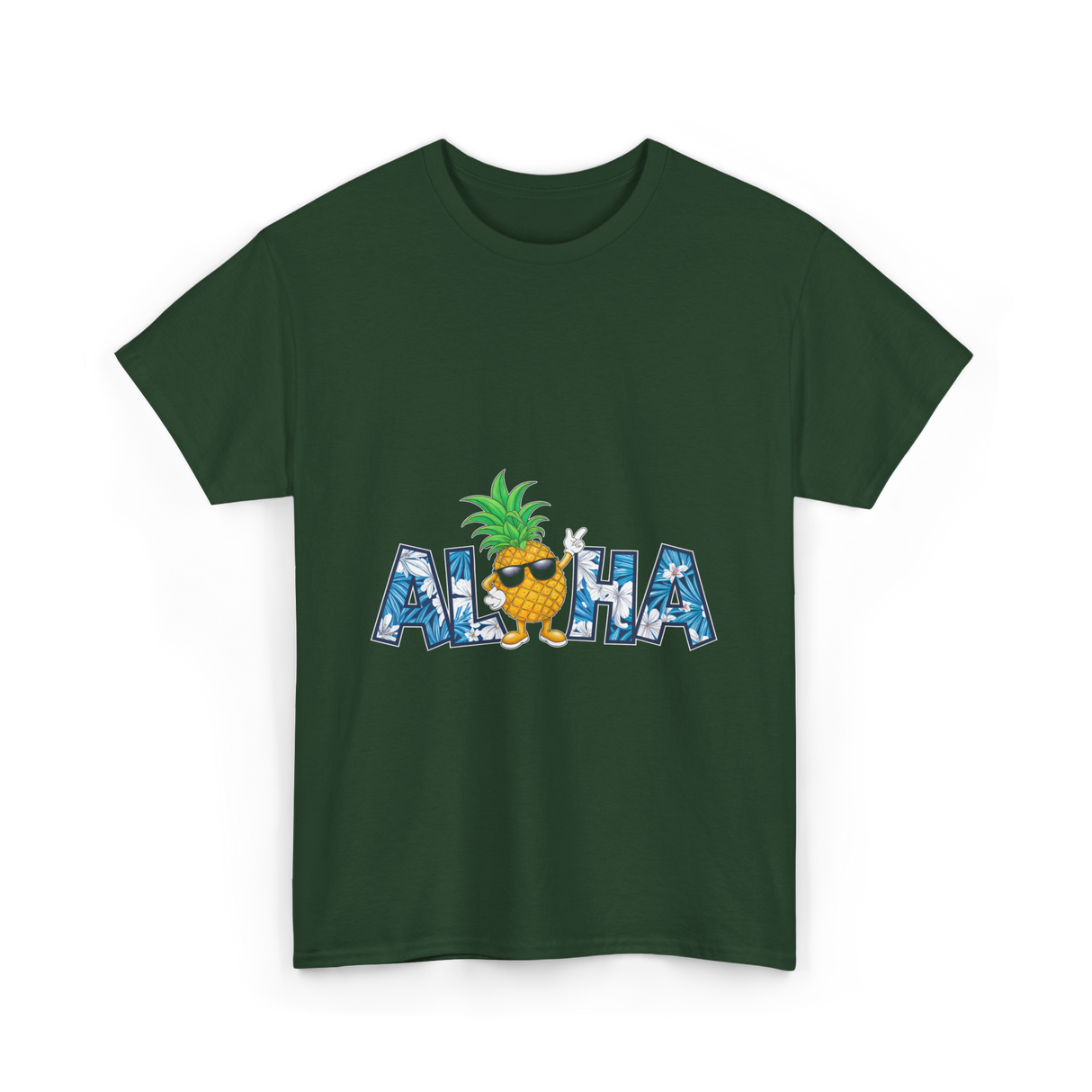 Aloha Pineapple Hawaiian Style T-Shirt - Forest Green