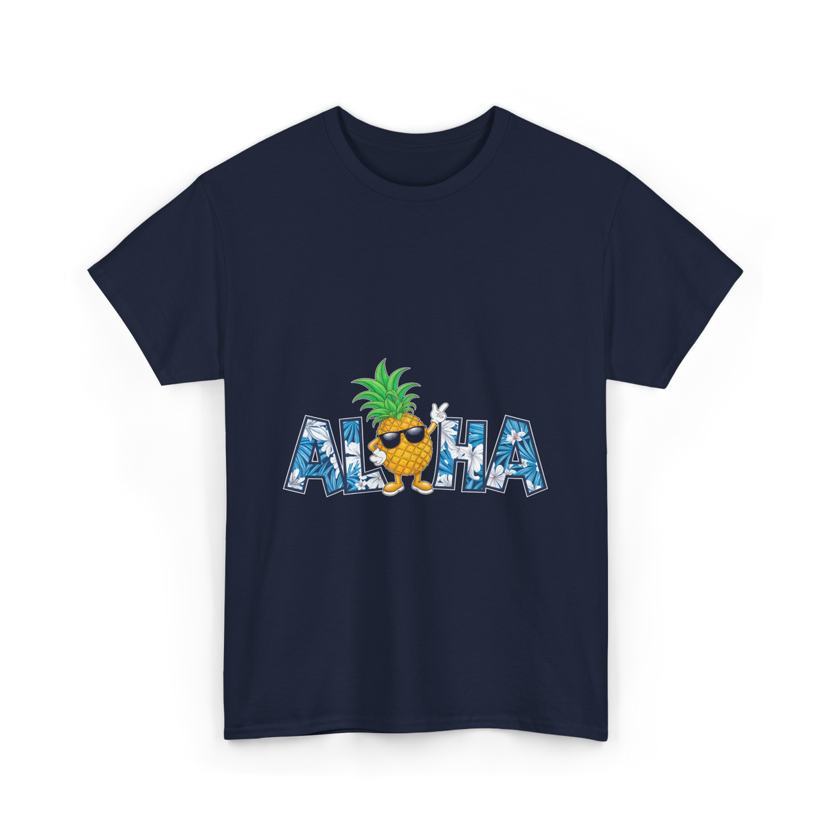 Aloha Pineapple Hawaiian Style T-Shirt - Navy