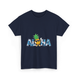 Aloha Pineapple Hawaiian Style T-Shirt - Navy