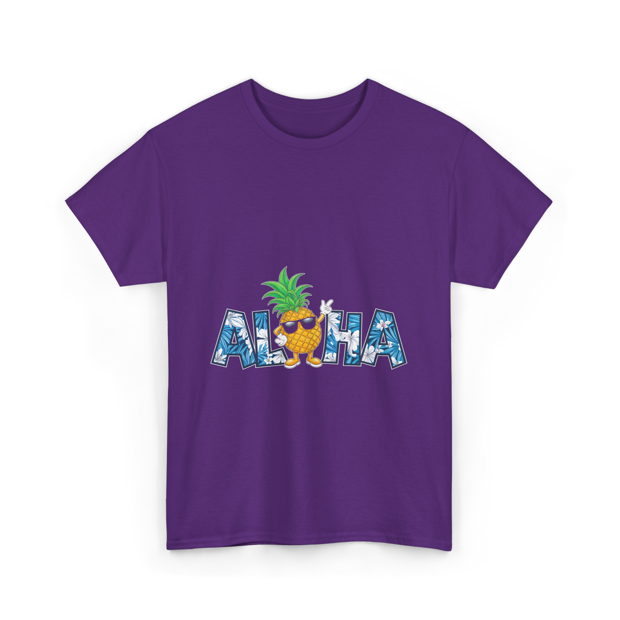 Aloha Pineapple Hawaiian Style T-Shirt - Purple