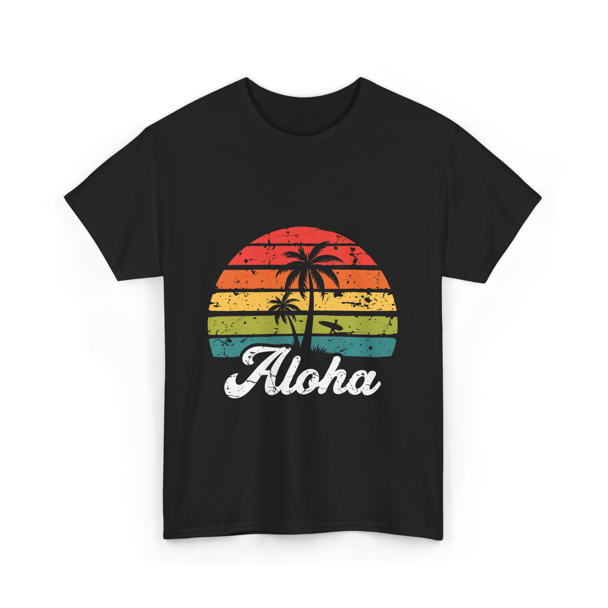 Aloha Sunset Hawaiian Tropical T-Shirt - Black