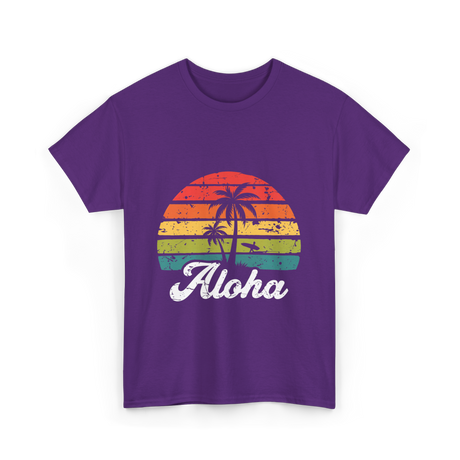 Aloha Sunset Hawaiian Tropical T-Shirt - Purple