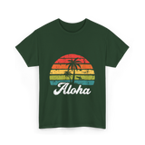 Aloha Sunset Hawaiian Tropical T-Shirt - Forest Green