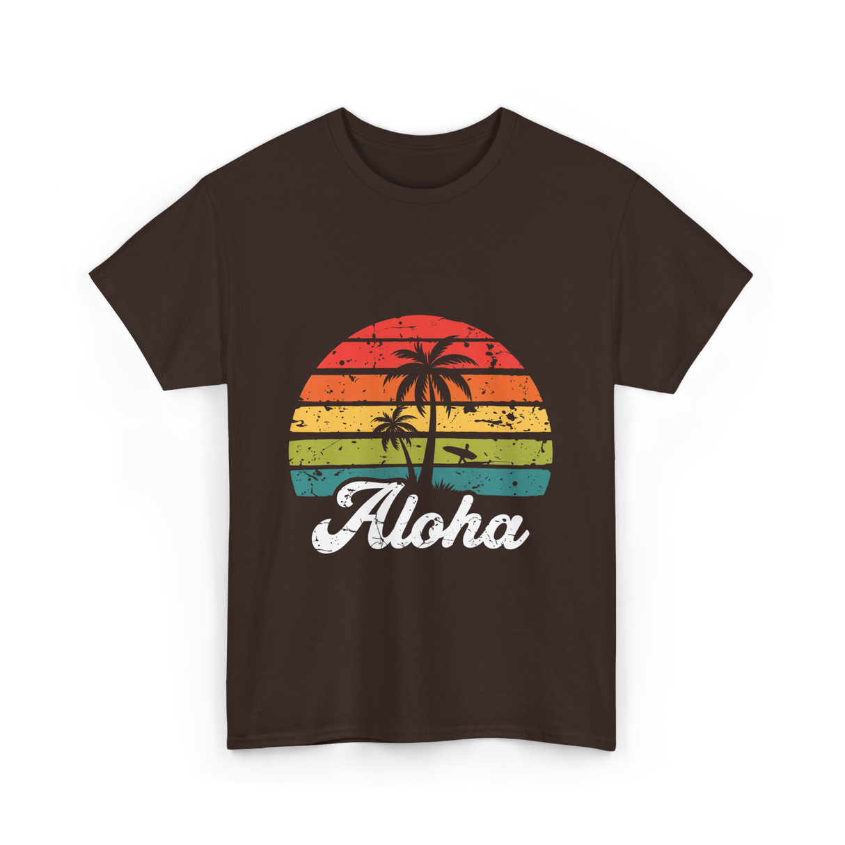 Aloha Sunset Hawaiian Tropical T-Shirt - Dark Chocolate