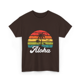 Aloha Sunset Hawaiian Tropical T-Shirt - Dark Chocolate