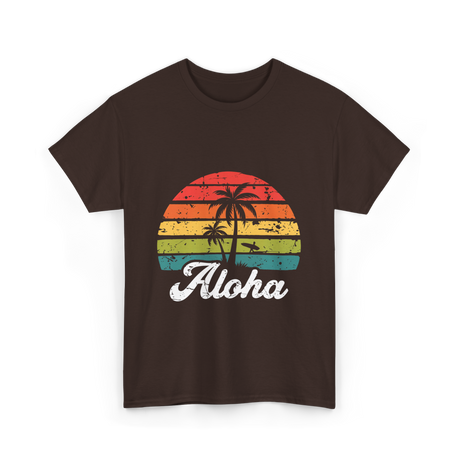 Aloha Sunset Hawaiian Tropical T-Shirt - Dark Chocolate