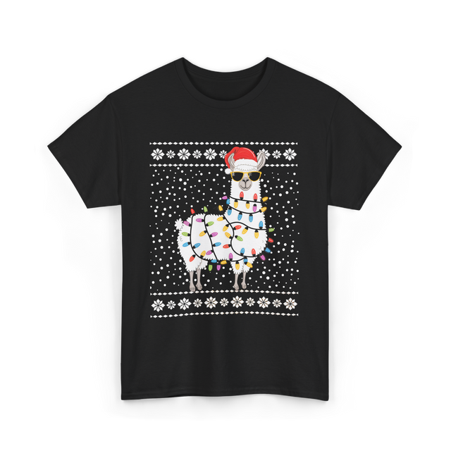 Alpaca Christmas Lights Alpaca T-Shirt - Black