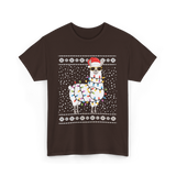 Alpaca Christmas Lights Alpaca T-Shirt - Dark Chocolate