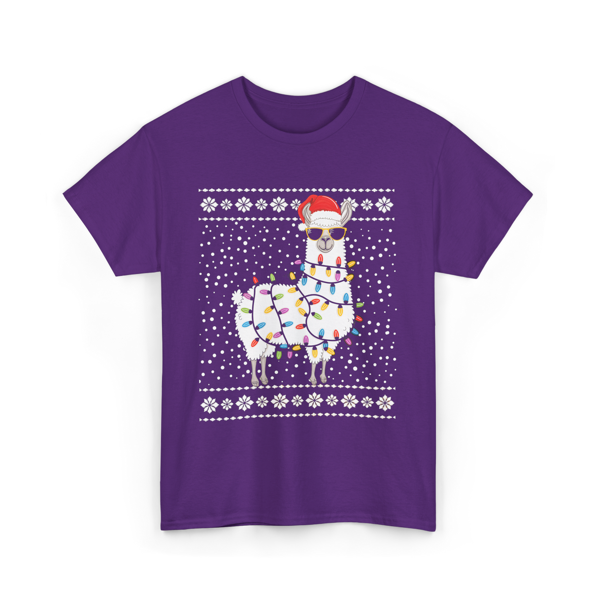 Alpaca Christmas Lights Alpaca T-Shirt - Purple