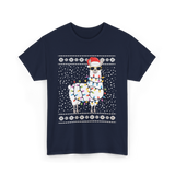 Alpaca Christmas Lights Alpaca T-Shirt - Navy