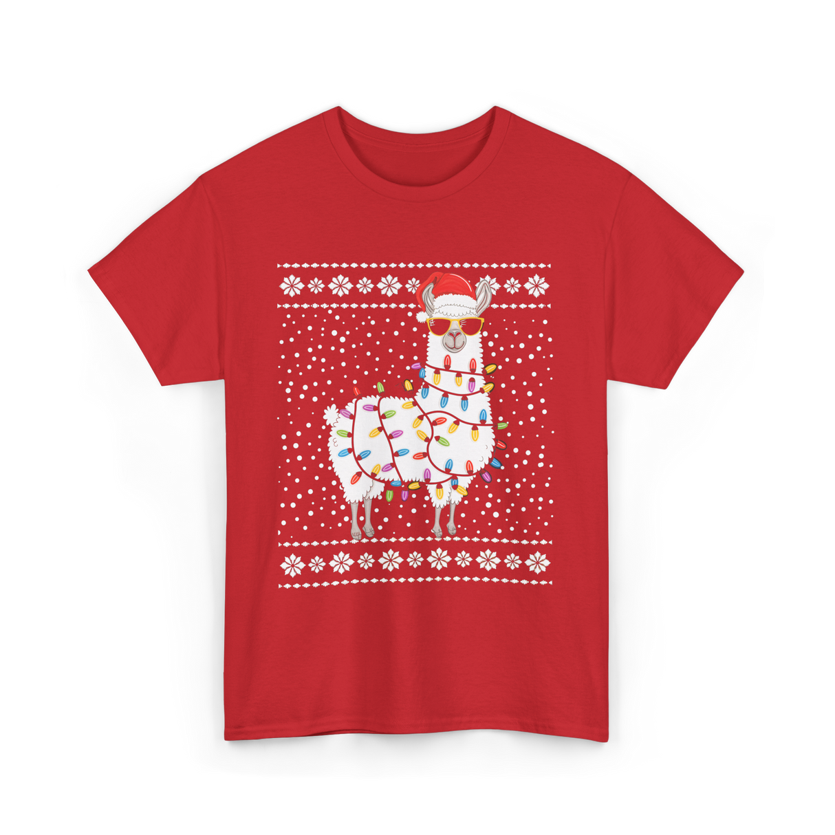 Alpaca Christmas Lights Alpaca T-Shirt - Red