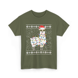 Alpaca Christmas Lights Alpaca T-Shirt - Military Green