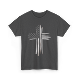 American Flag Christian Cross Patriotic T-Shirt - Dark Heather