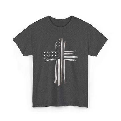 American Flag Christian Cross Patriotic T-Shirt - Dark Heather