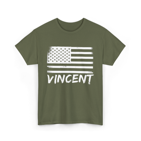 American Flag Citizenship Patriotism T-Shirt - Military Green