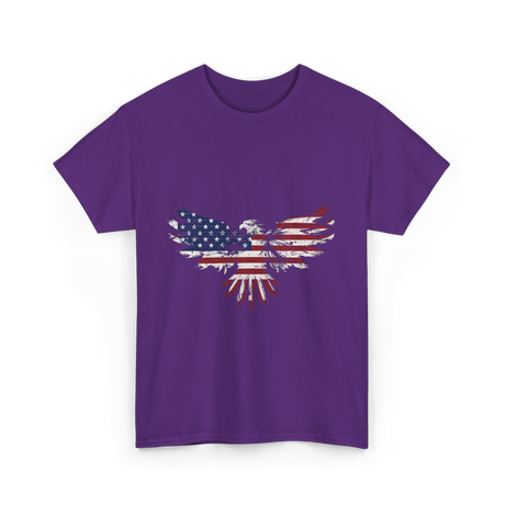 American Flag Eagle American Eagle T-Shirt - Purple