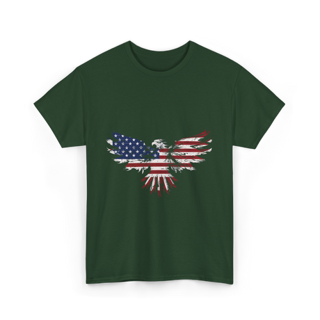 American Flag Eagle American Eagle T-Shirt - Forest Green