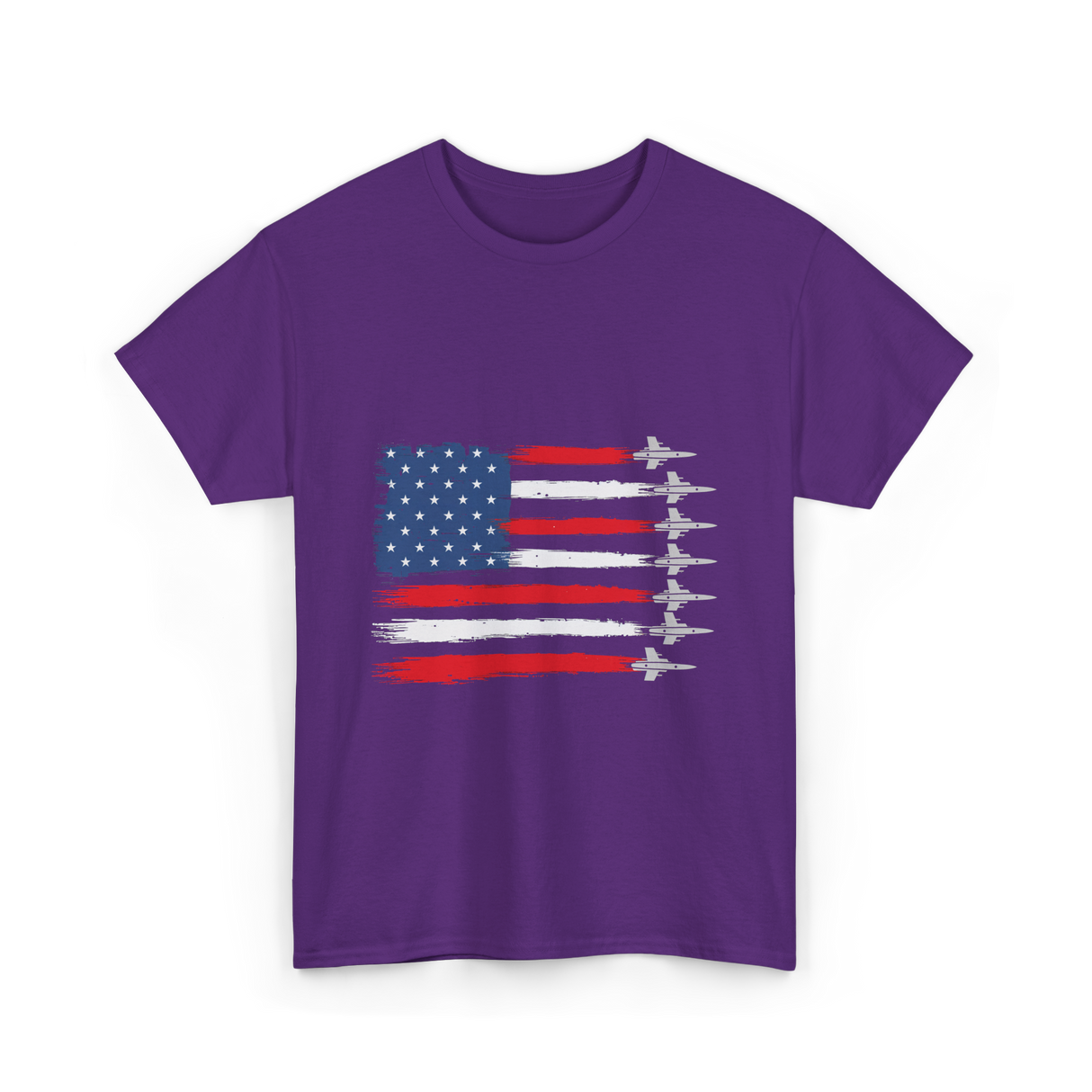 American Flag Fighter Jets Patriotic T-Shirt - Purple