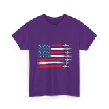 American Flag Fighter Jets Patriotic T-Shirt - Purple