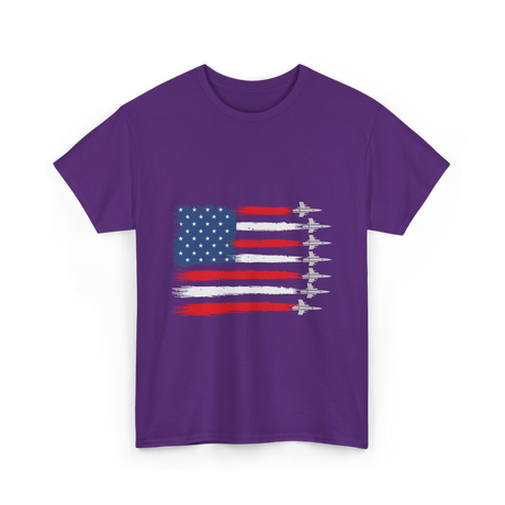 American Flag Fighter Jets Patriotic T-Shirt - Purple