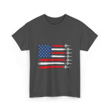 American Flag Fighter Jets Patriotic T-Shirt - Dark Heather