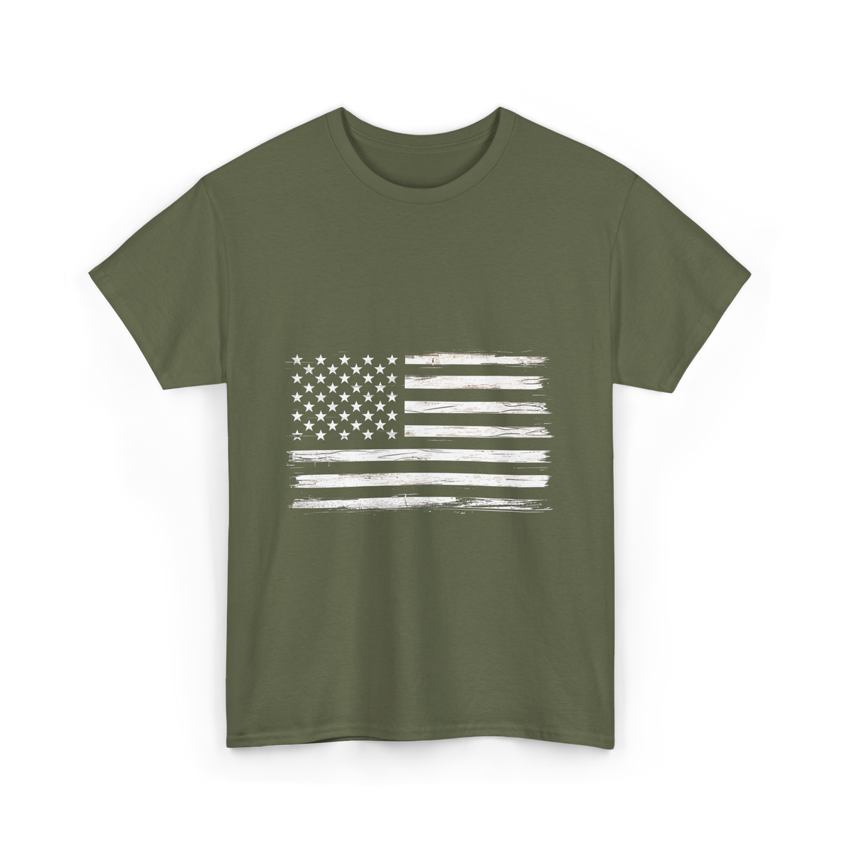 American Flag Patriotic Flag T-Shirt - Military Green