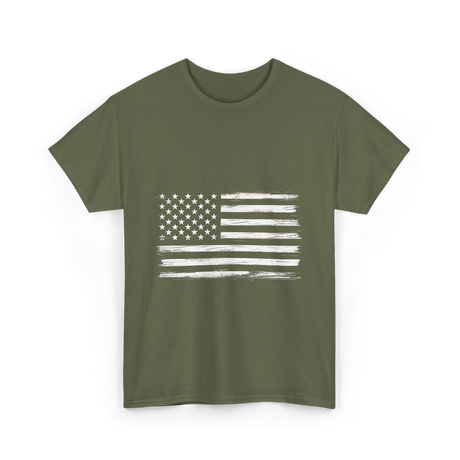 American Flag Patriotic Flag T-Shirt - Military Green