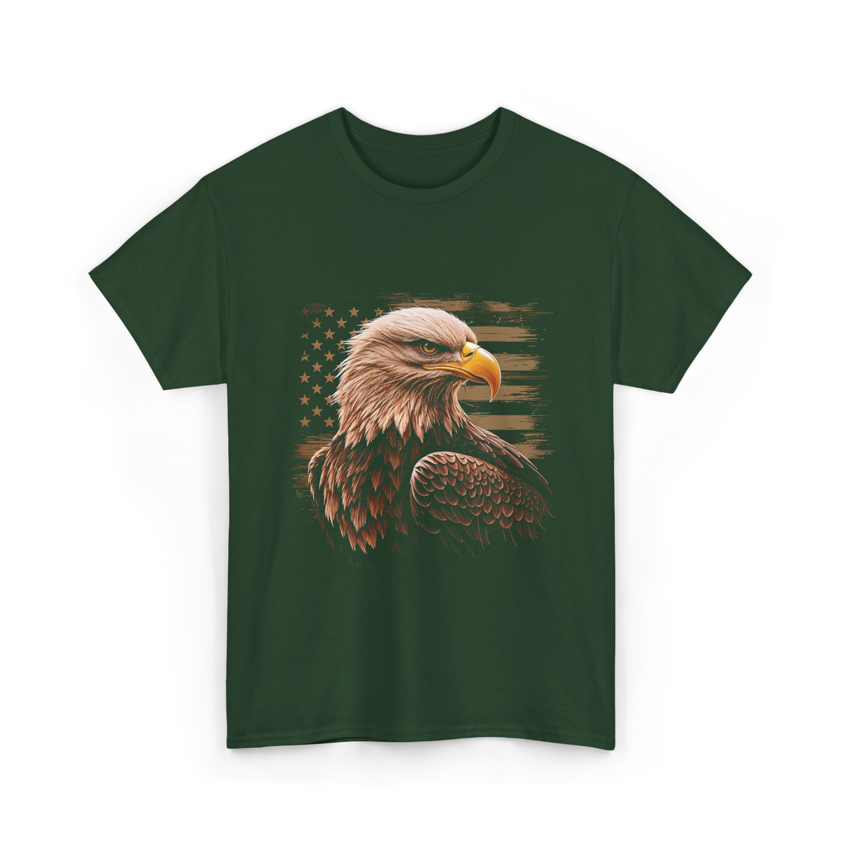 American Flag Patriotic T-Shirt - Forest Green