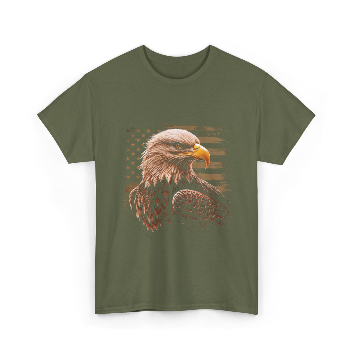 American Flag Patriotic T-Shirt - Military Green