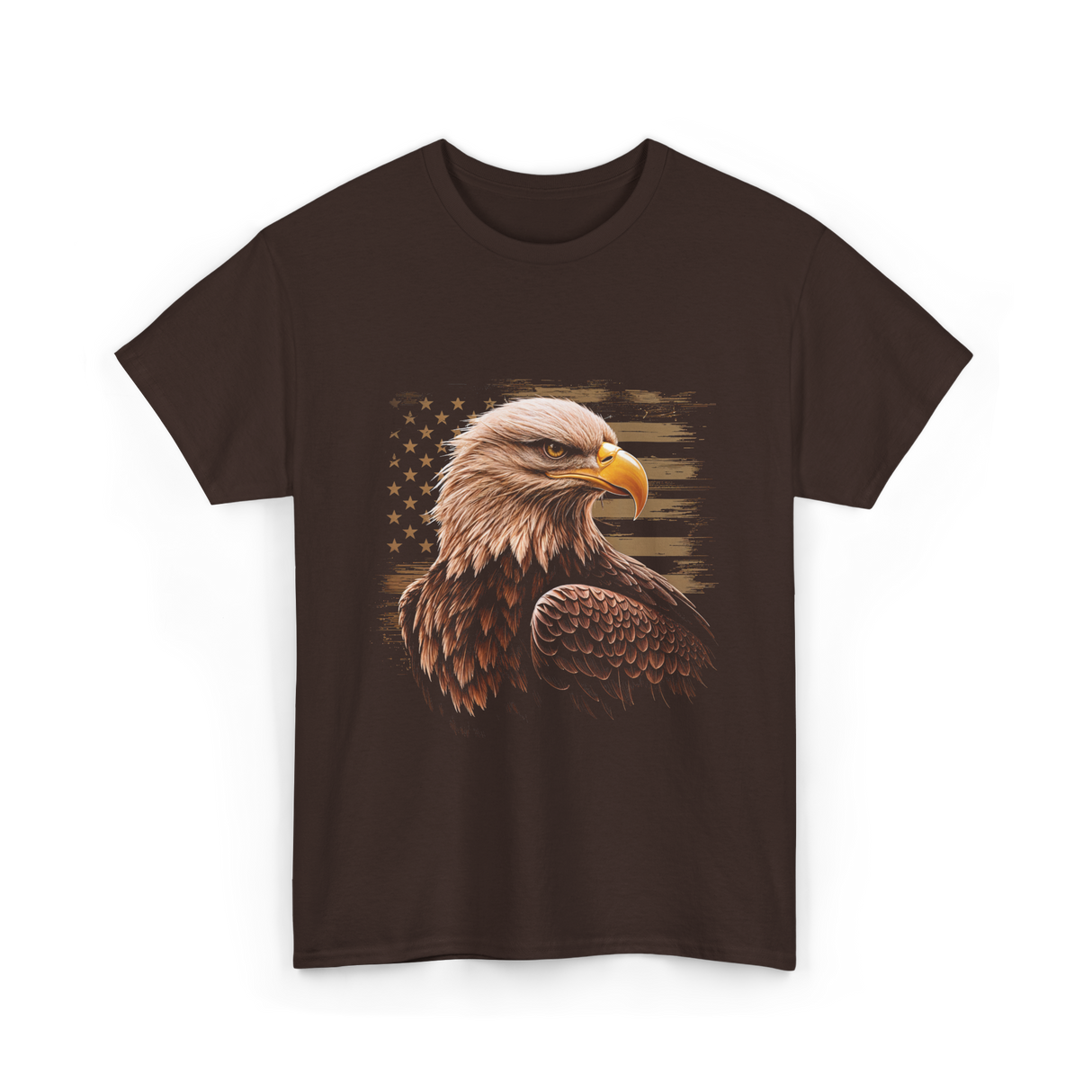 American Flag Patriotic T-Shirt - Dark Chocolate