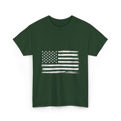 American Flag USA Patriotic T-Shirt - Forest Green