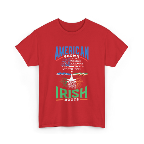 American Grown Irish Roots Ireland T-Shirt - Red