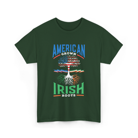 American Grown Irish Roots Ireland T-Shirt - Forest Green